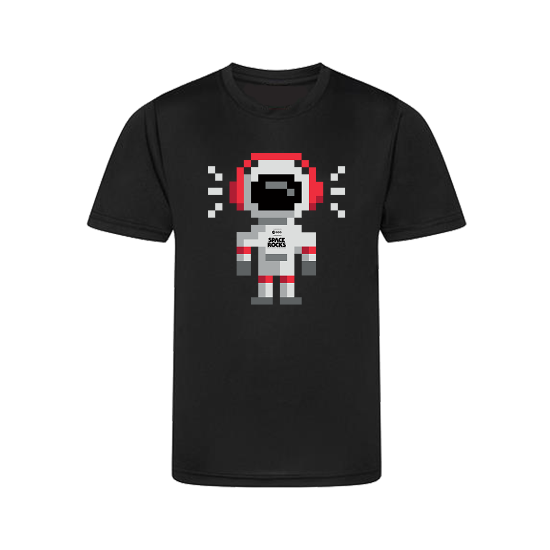 Astronaut 8 Bit Kids T-Shirt - Black