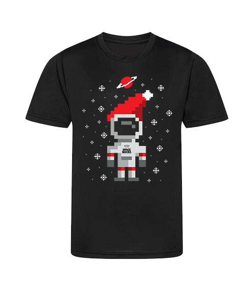 Xmas Astronaut 8-Bit Kids T-Shirt - Black