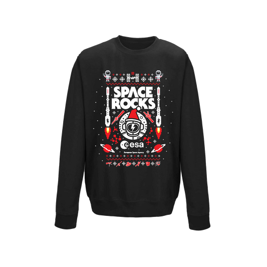 Space Rocks Xmas Kids Crewneck Sweatshirt - Black